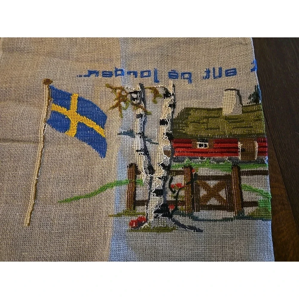 Swedish Antique Large House Flags Textile Art Sweden